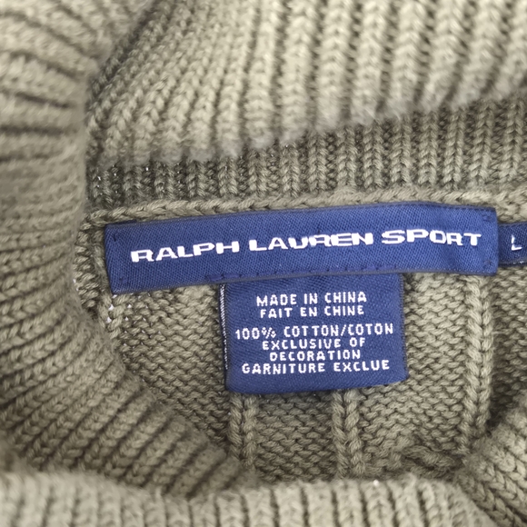 Ralph Lauren Sport Cable Knit Turtleneck Tunic Sweater Green Women ● L - Picture 2 of 4